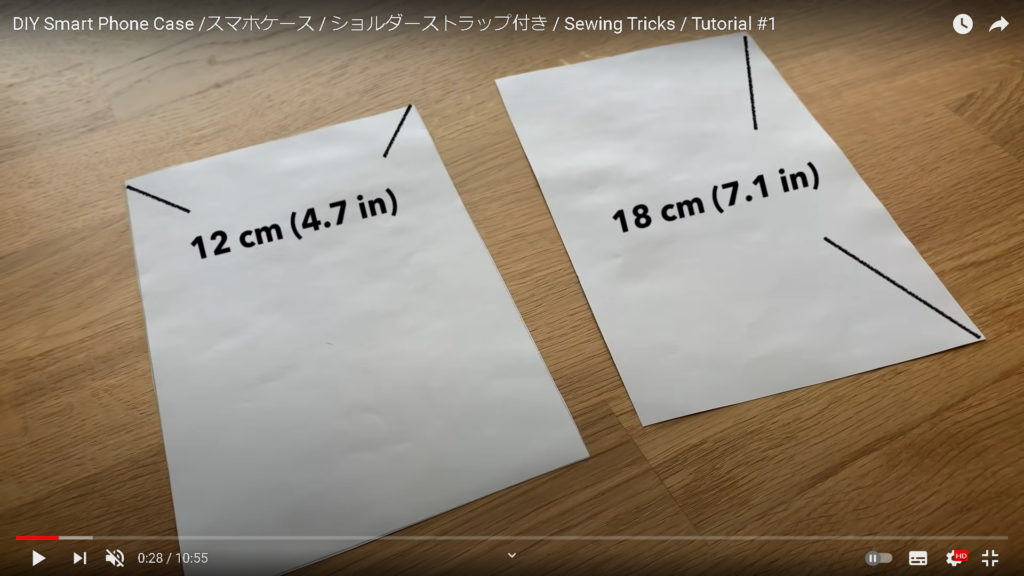 寸法の記載された長方形の型紙2枚が正しく並べられています。


