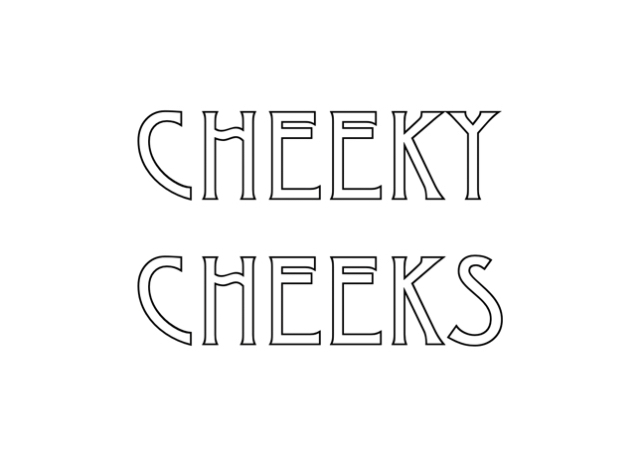 白い背景に白抜き文字で「CHEEKY CHEEKS」と書いてあるシンプルなショップのロゴです。