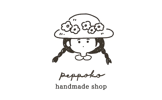 帽子をかぶった女の子のイラストとショップ名「peppoko」の文字が書かれたロゴの画像です。