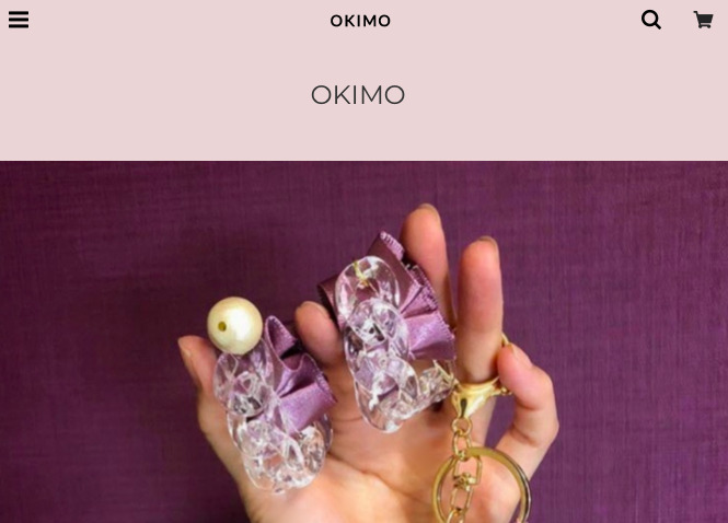 沖田奈々さんのショップ「OKIMO」のサイトトップ画像です。