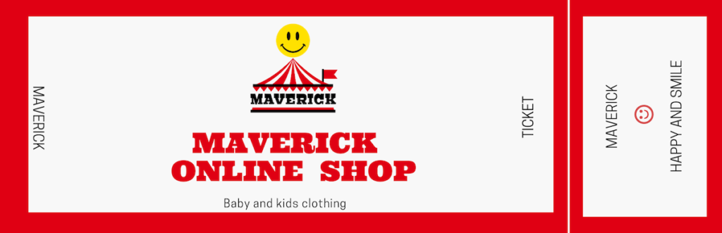 お店のロゴと店名「MAVERICK」が、チケット風のデザインに描かれている画像です。
