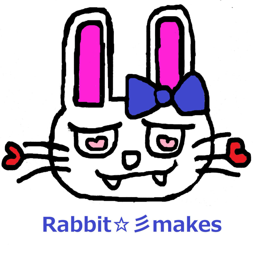 長谷川さんのお店「Rabbit makes」のロゴデザインです。ポップなウサギが印象的です。