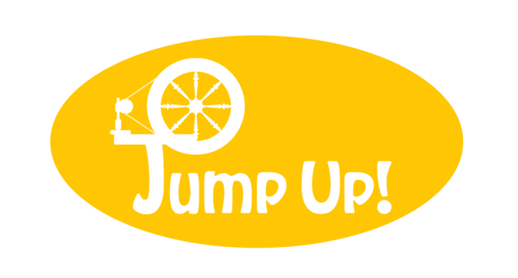 水上里美さんが運営するネットショップ「JUMP UP!」のトップ画像です。ビタミンカラーのロゴが目を引きます。