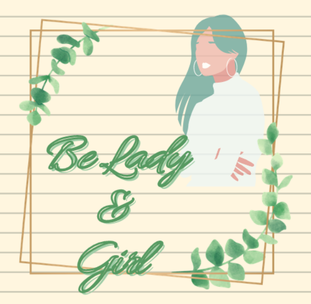 新田樹生さんのショップBe Lady&girlのトップ画像、女性の絵とショップのロゴ、葉っぱが描かれている