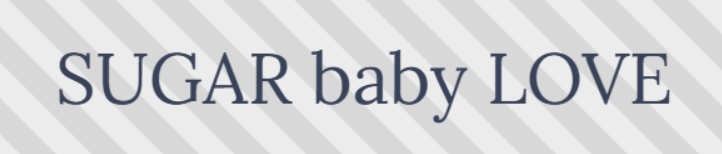 辻静香さんのショップSUGAR baby LOVEのトップ画像、グレーの斜めストライプにショップ名が書かれている