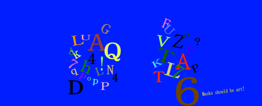 平瀬英一さんのショップhiraeiartのトップ画像、ブルーの背景に数字やアルファベットがカラフルに描かれている