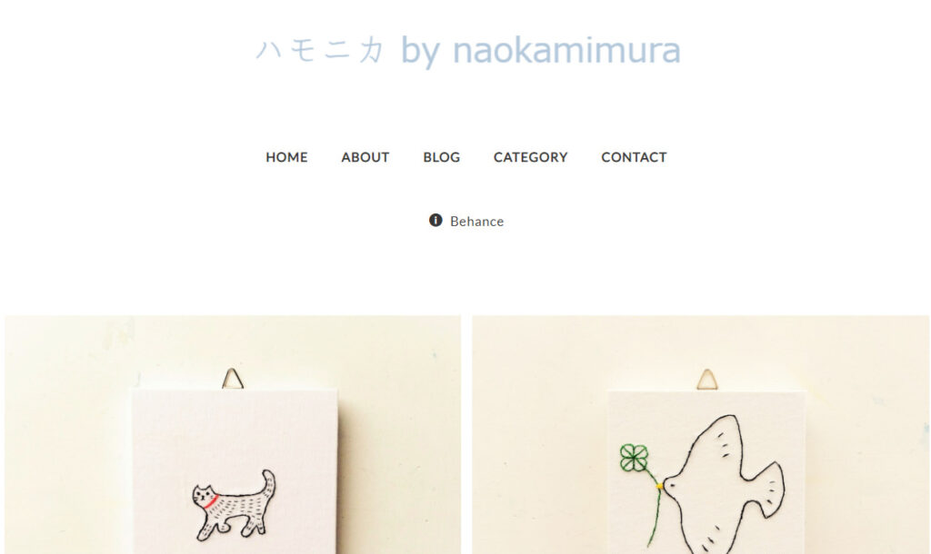 上村奈央さんが運営しているショップのトップ画像。上に店名が書かれていて、下には商品の写真が２点ある。