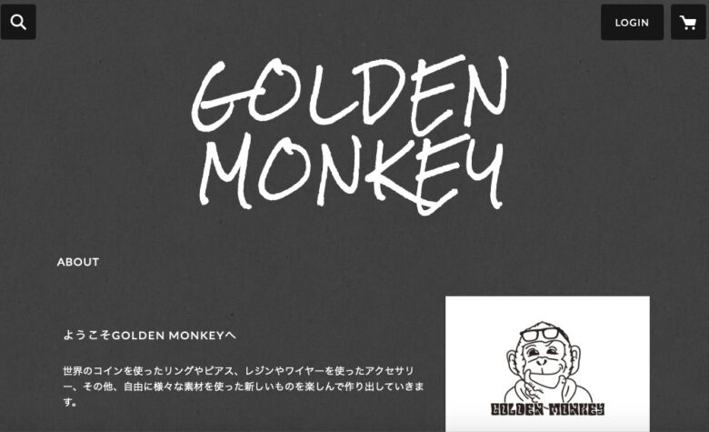 GOLDEN MONKEYのトップページです。サルのロゴがいます