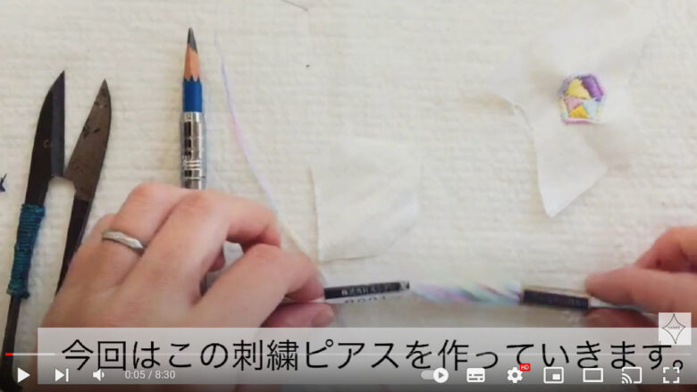nakkiさんの刺繍ピアスで使っている糸を紹介している画像です。